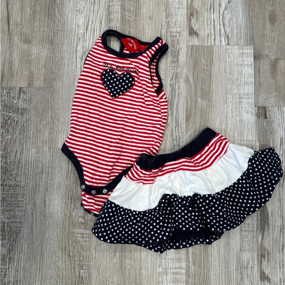 US Polo Assn Onesie with matching skirt 18 months